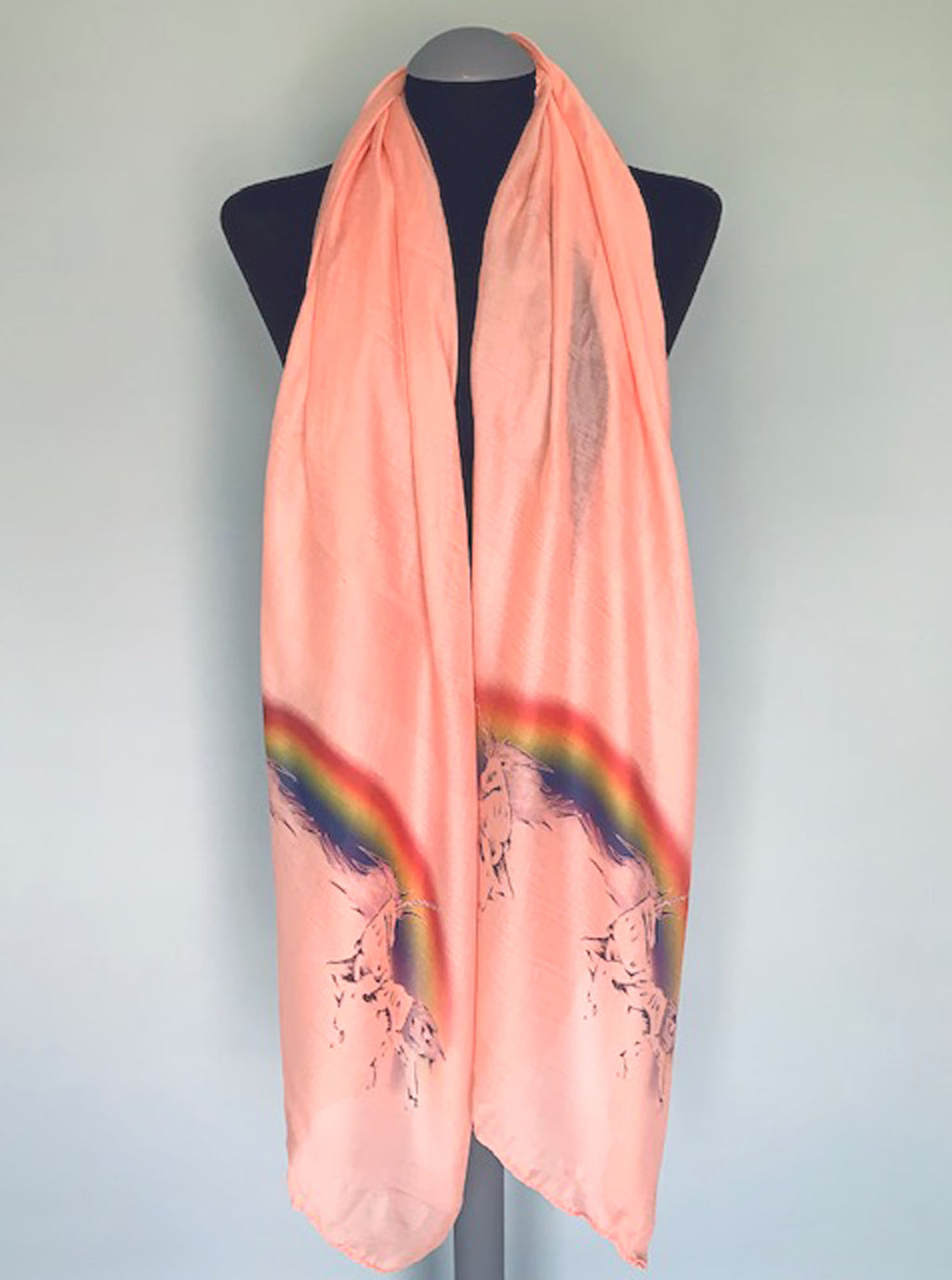 Unicorns and Rainbows Scarf – Colorful Festival Fashion Print on Pink Peach Lightweight Scarf (Copy)